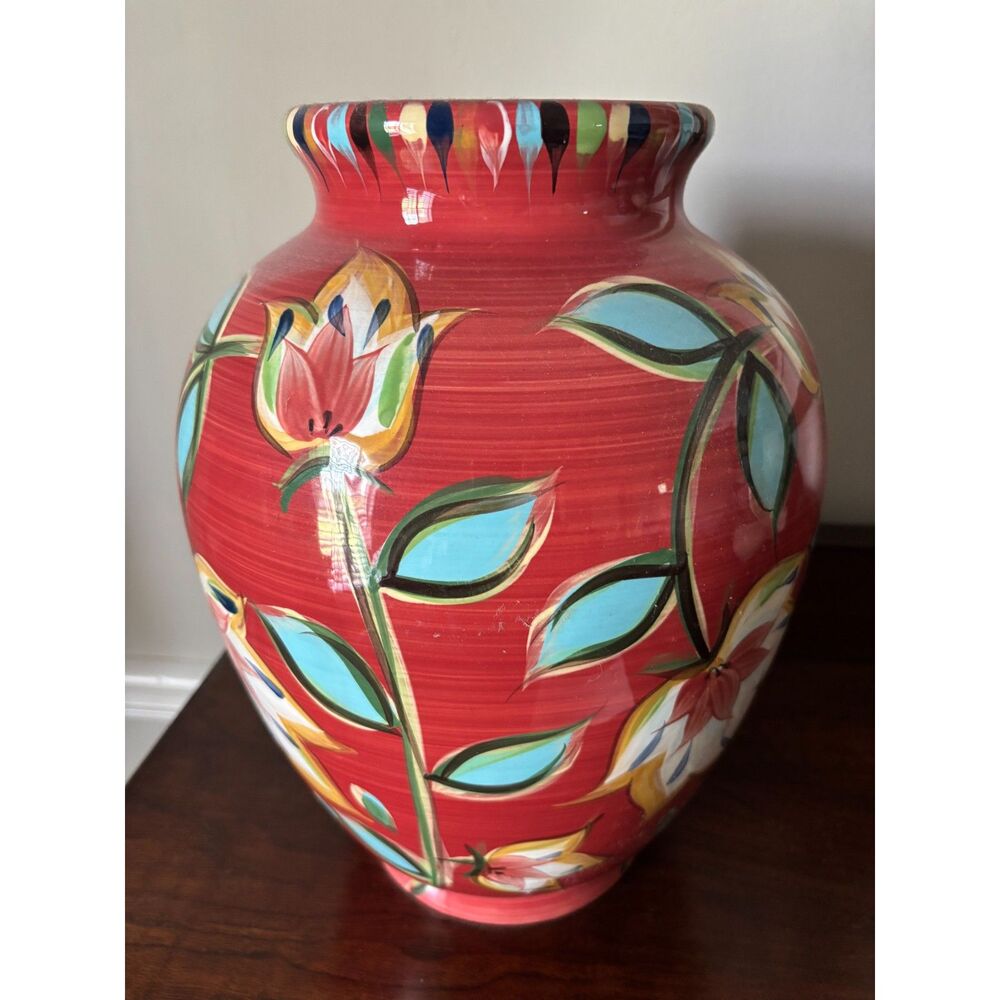 Gail Pittman Red Bountiful Vase, Southern Living at Home 13" Large Ceramic Urn